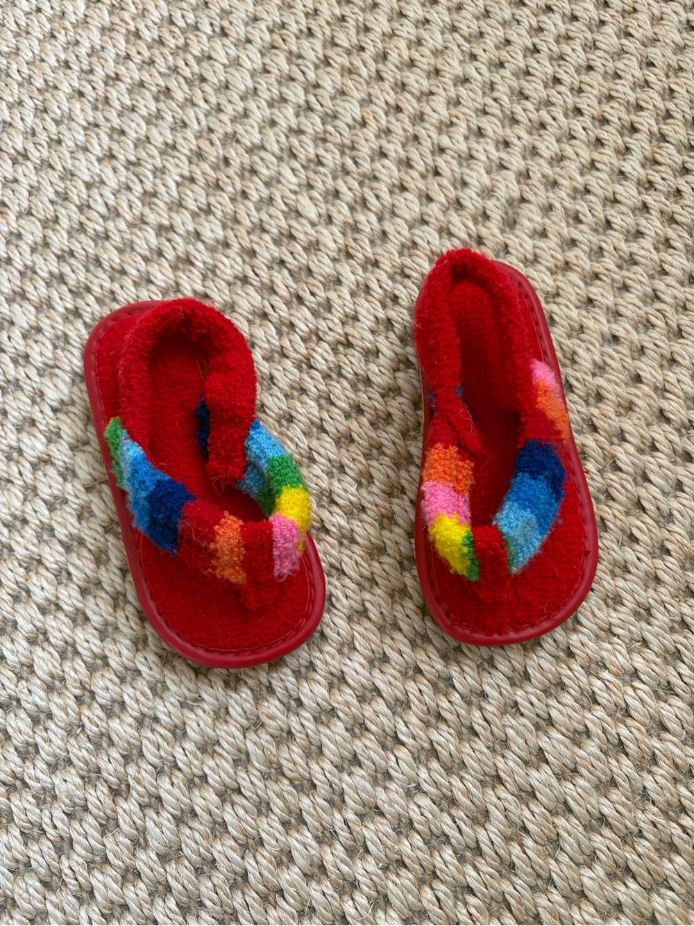 Toddler rainbow terry cloth flip flop sandals with back strap